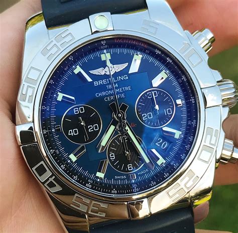 breitling chronomat 44 blue face|breitling chronomat 44 black eye blue.